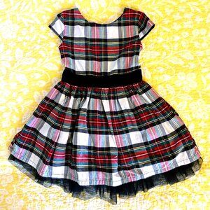 CARTER'S Toddler Girl Holiday Red Green Black Plaid Dress Size 3T EUC